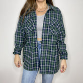 Denim Jacket - XL - Green/Navy Flannel - 4 DOTS